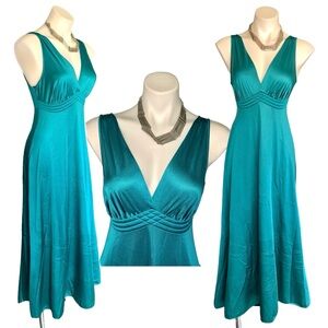 v i n t a g e :: Teal Full Sweep Slip Dress Nightgown Satin Nylon